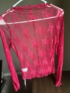Sheer Floral Lace Long Sleeve Top